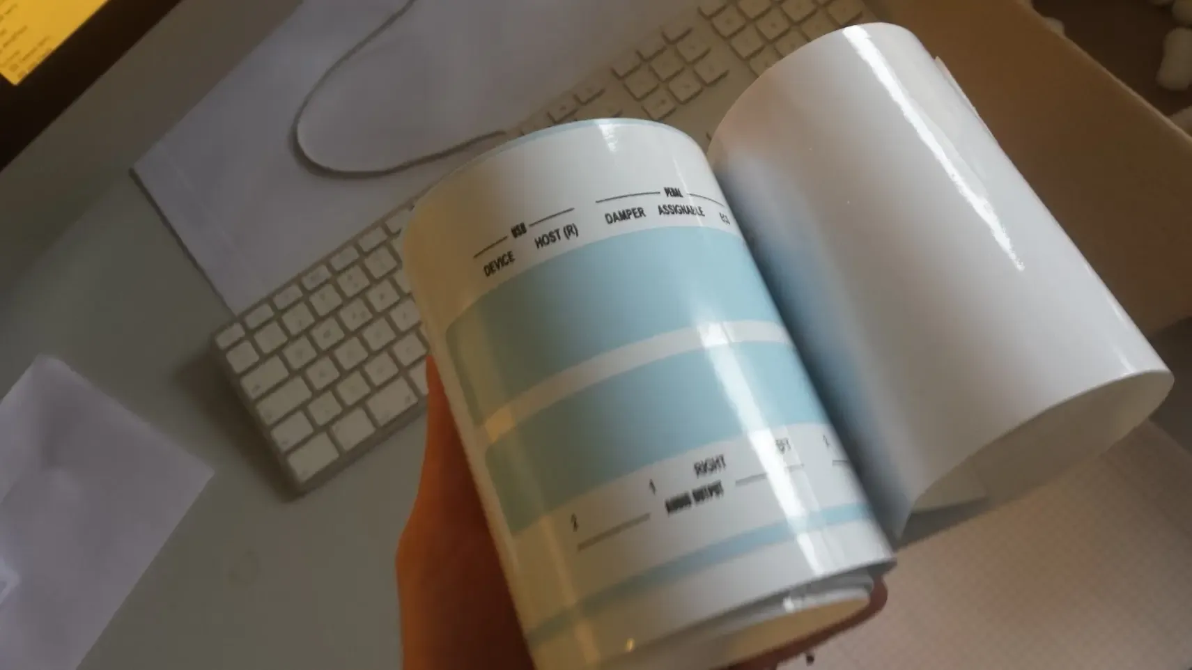 The printed white foil for the Pa800
