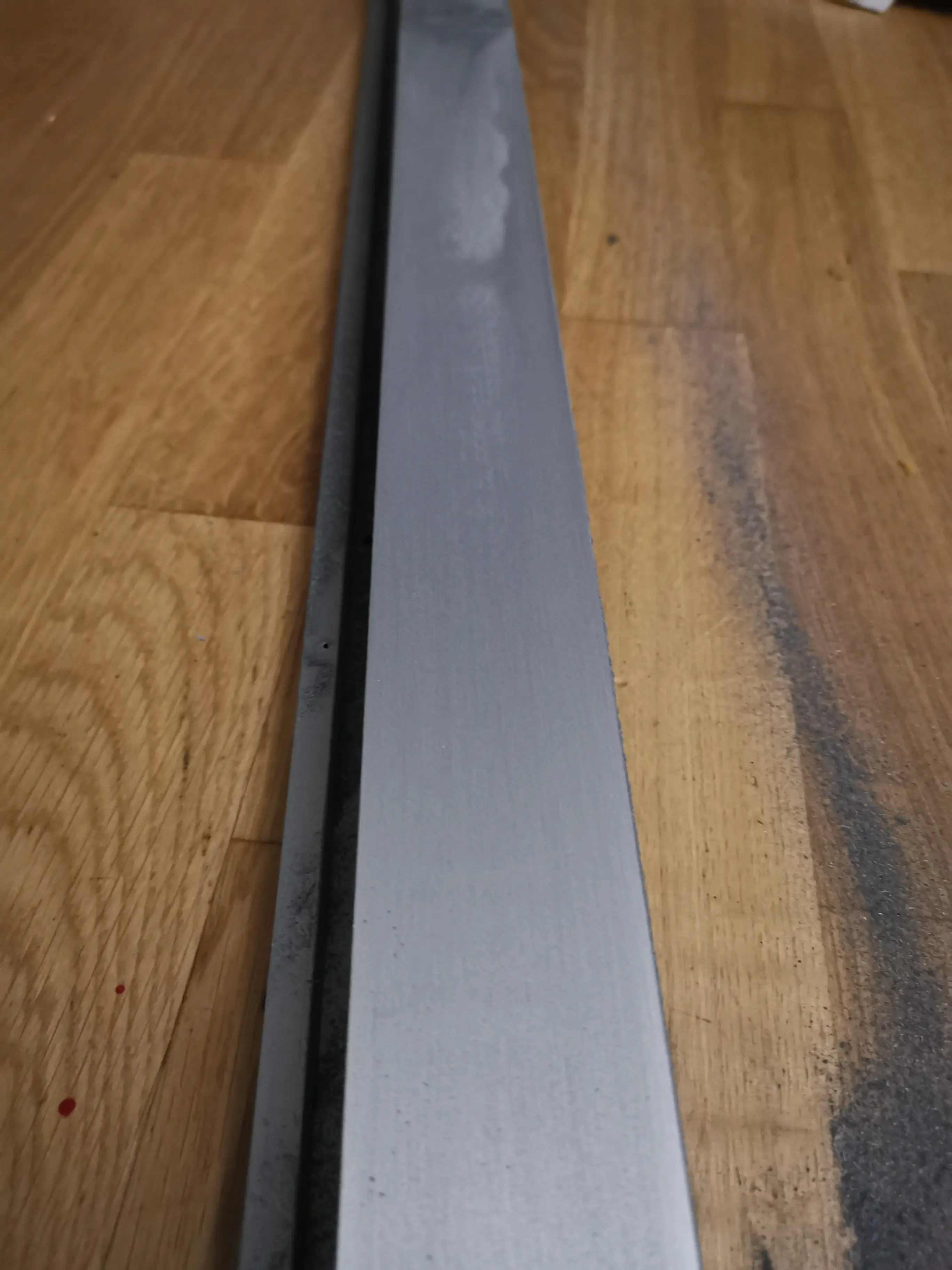 Sanding the aluminium front strip