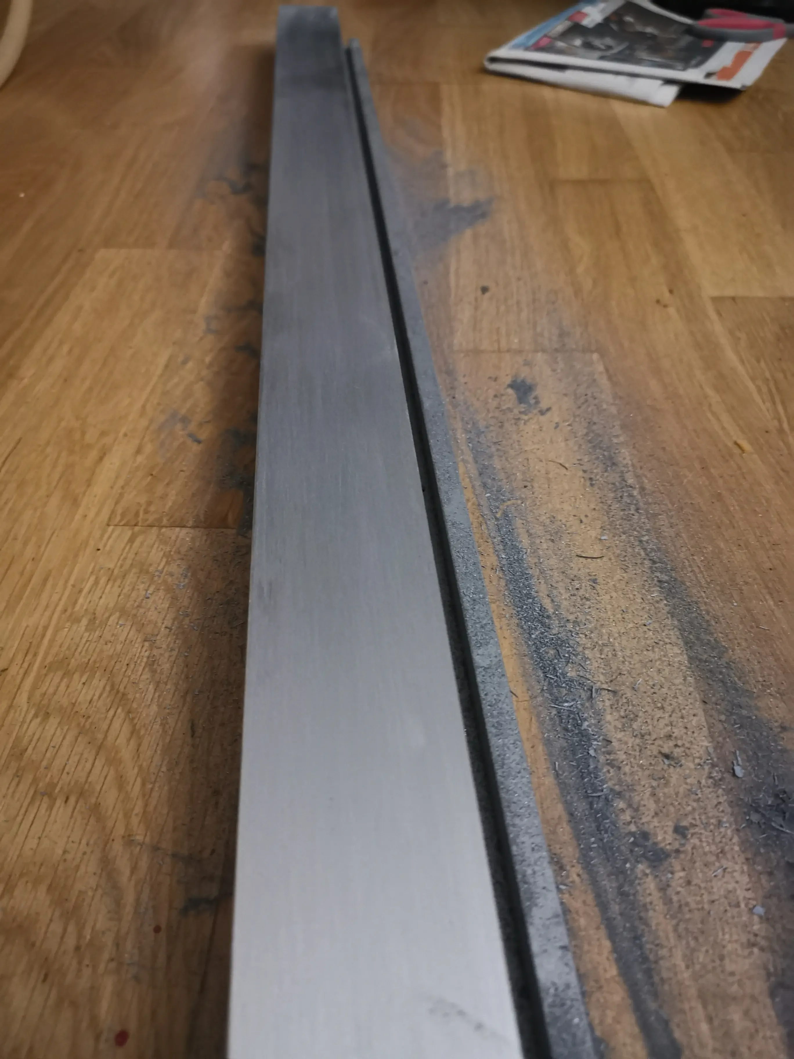 Sanding the aluminium front strip