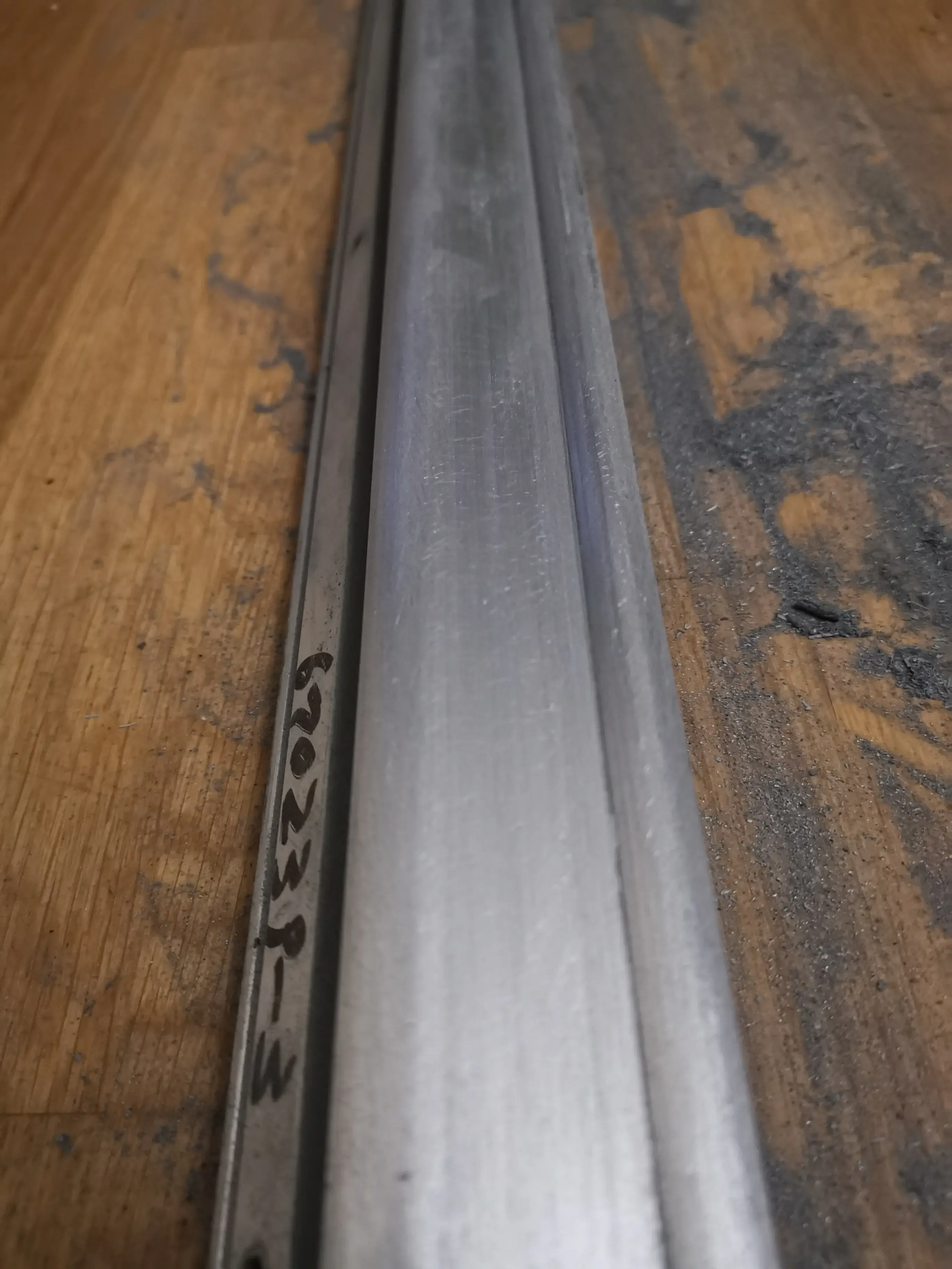 Sanding the aluminium front strip