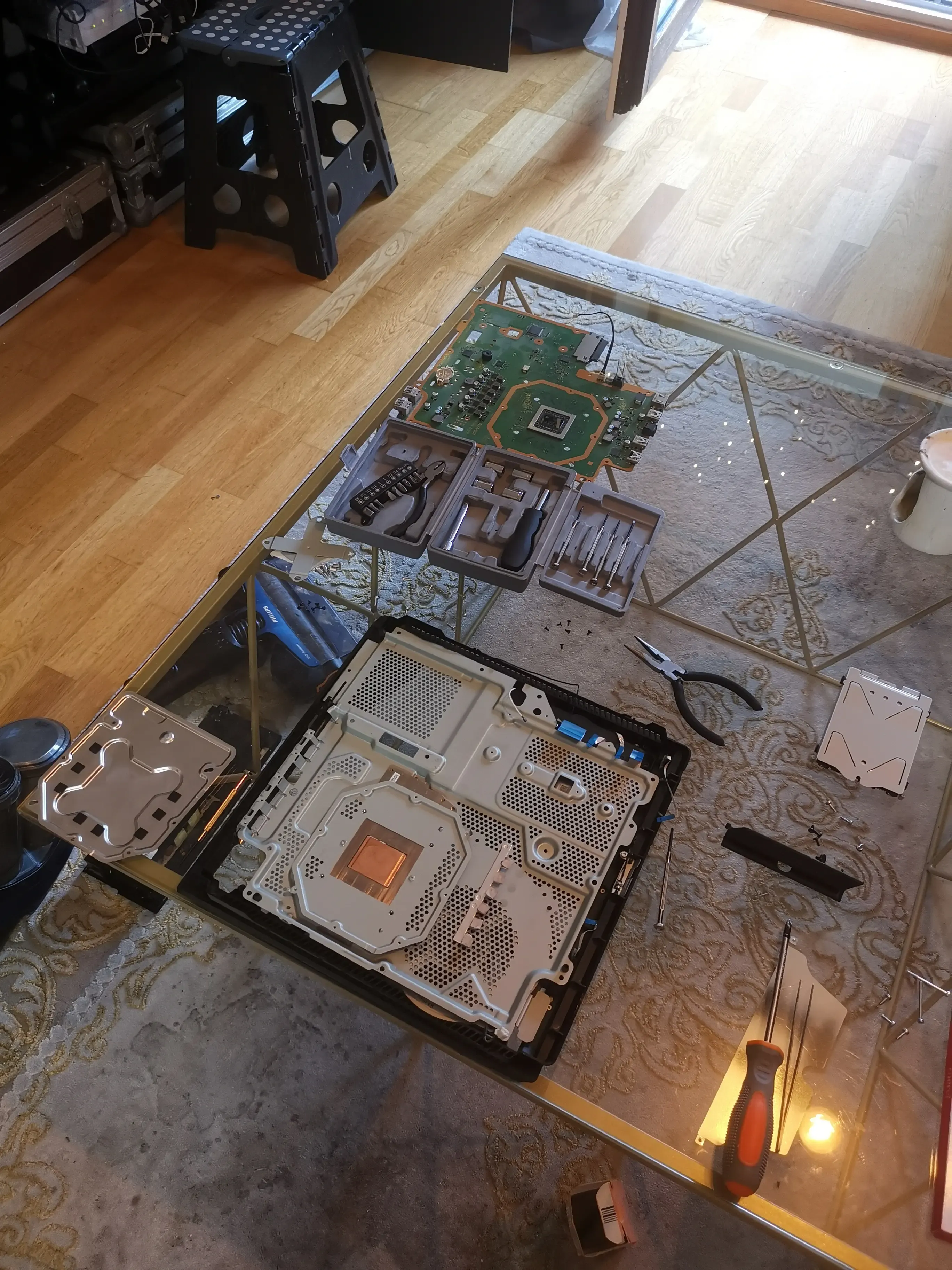 The PS4 Pro back together and running